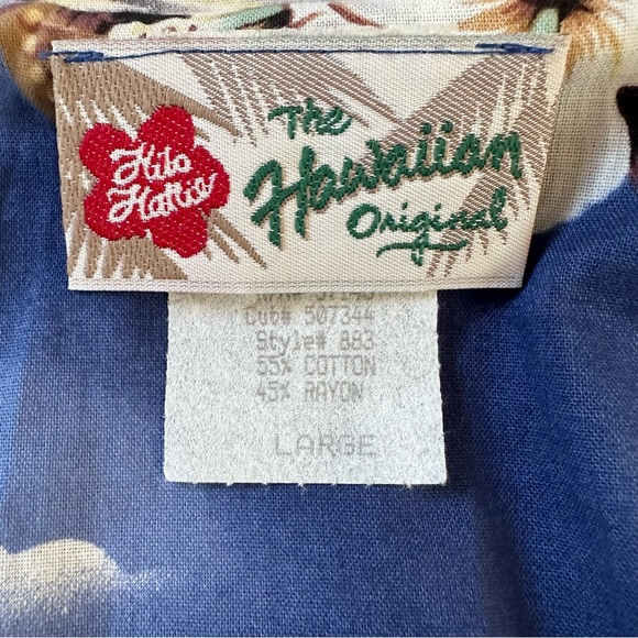 HILO HATTIE VTG NEW! BLUE HAWAII EMPIRE TIE-BACK MIDI SHORT SLEEVE DRESS SzL - Picture 9 of 14